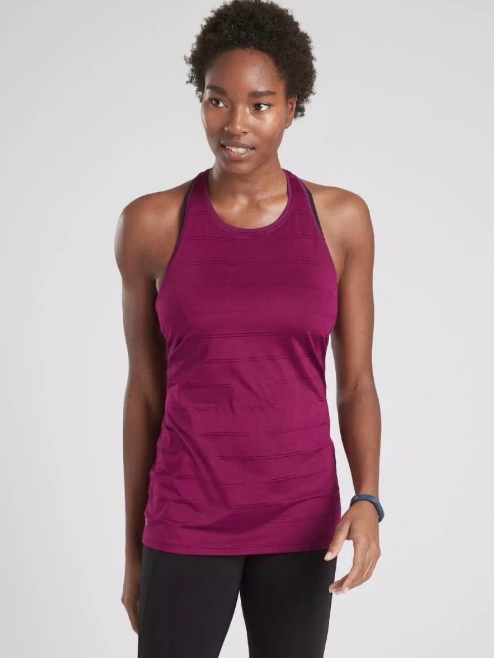Athleta HIGH NECK CHI DOUBLE
STRIPE TANK in Fuschia Size M